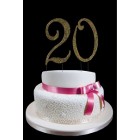 Gold Number 20 Rhinestone Cake Topper Decoration
